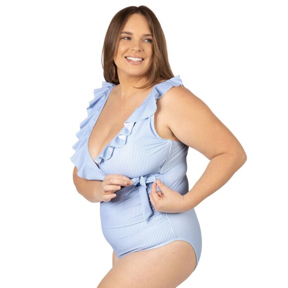 Kindred Bravely Ruffle Wrap Maternity & Nursing One Piece Swimsuit - Picture 2 of 9